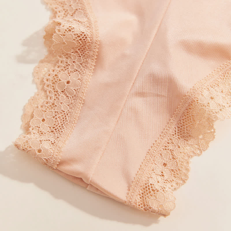 Sexy Slips aus Eisseide mit Spitzenbesatz und mittlerer Taille (2er-Pack)