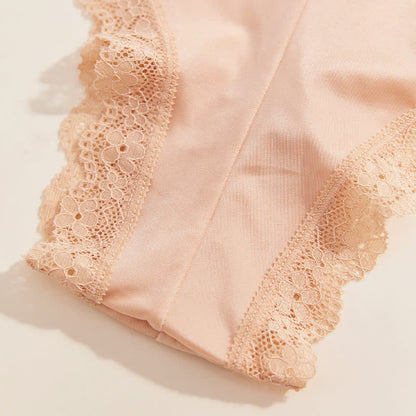 Sexy Slips aus Eisseide mit Spitzenbesatz und mittlerer Taille (2er-Pack)