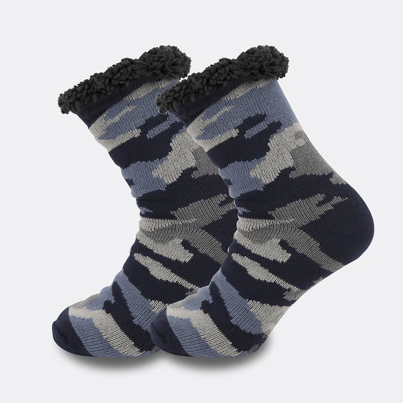 Übergrößen-Hausschuhsocken mit Gitter-Rhombus (2 Paar) - Blau - EU39-44 (US6-10) - image 5