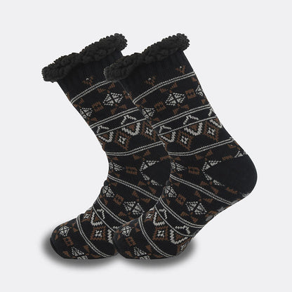 Übergrößen-Hausschuhsocken mit Gitter-Rhombus (2 Paar)