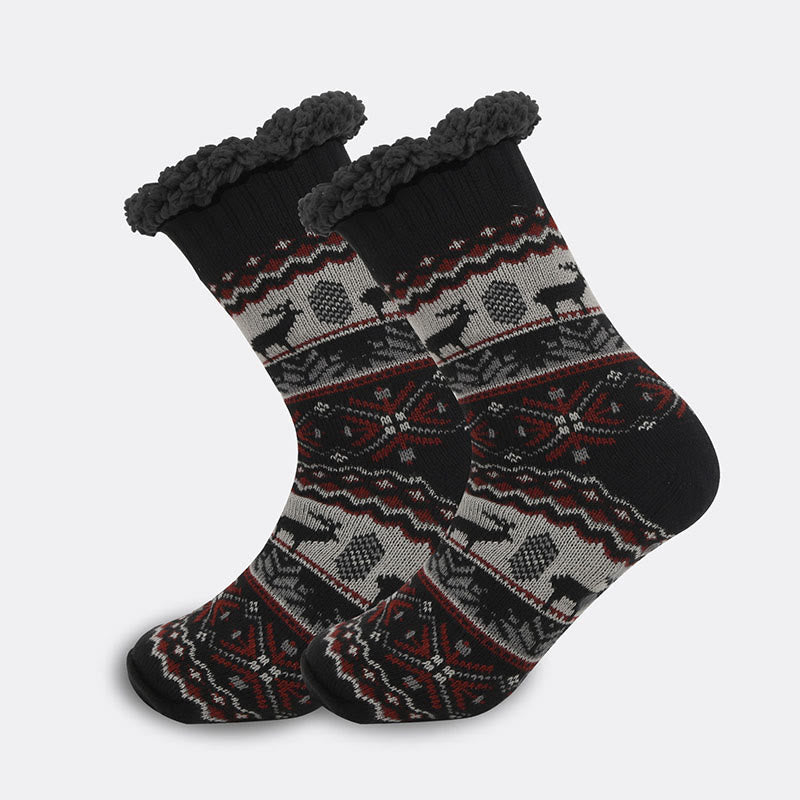 Übergrößen-Hausschuhsocken mit Gitter-Rhombus (2 Paar)