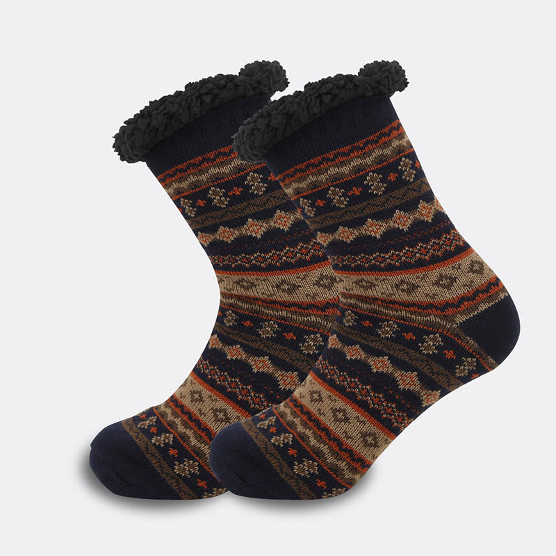 Übergrößen-Hausschuhsocken mit Gitter-Rhombus (2 Paar) - Braun - EU39-44 (US6-10) - image 6