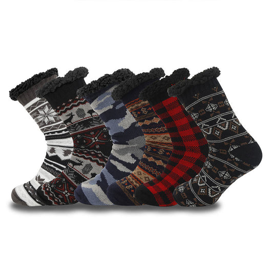 Übergrößen-Hausschuhsocken mit Gitter-Rhombus (2 Paar)