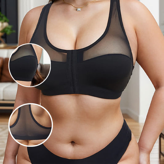 Sexy Push-Up-BH mit Netzstoff und Frontverschluss ohne Bügel
