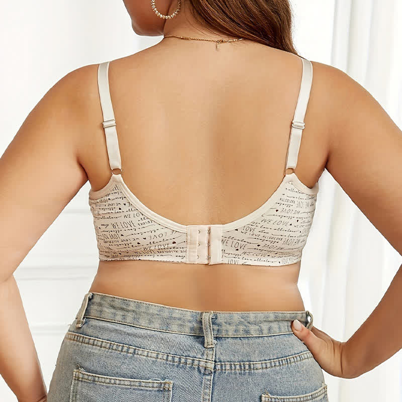 Sexy Push-Up-BH ohne Bügel aus Spitze mit Text-Print