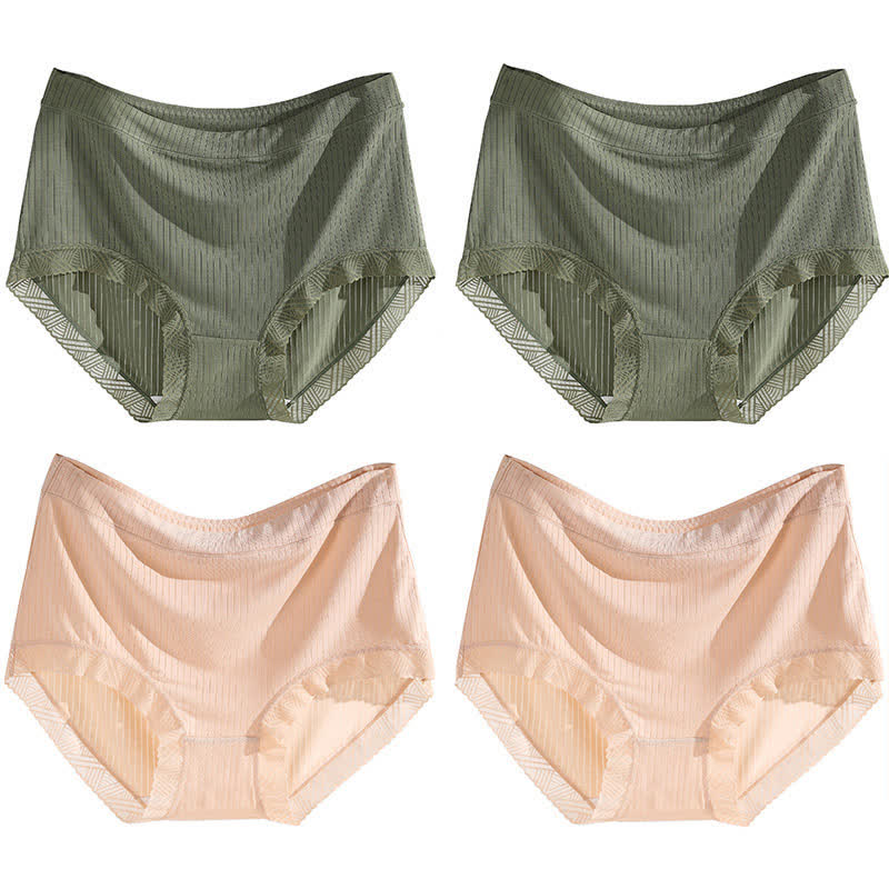 Nahtlose Slips mit hohem Bund (4 Paar) - Grün*2+Aprikose*2 - 4XL - image 20