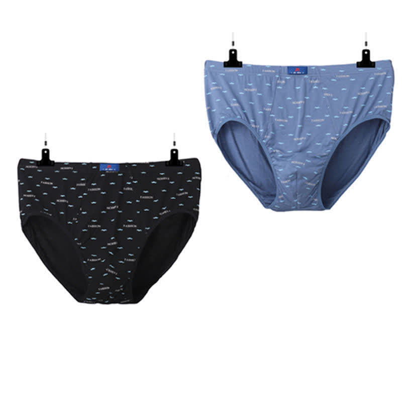 Bequeme Herren-Slips mit hoher Taille und Buchstaben-Aufdruck in Übergröße (2er-Pack)