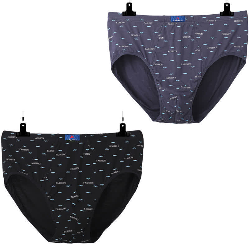 Bequeme Herren-Slips mit hoher Taille und Buchstaben-Aufdruck in Übergröße (2er-Pack)