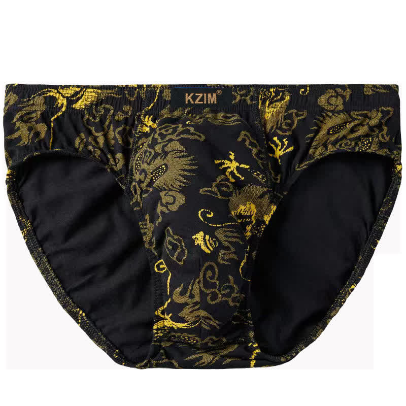 Herren-Slips aus Baumwolle mit Drachenmuster (3er-Pack) - A-Schwarz - 7XL - image 1