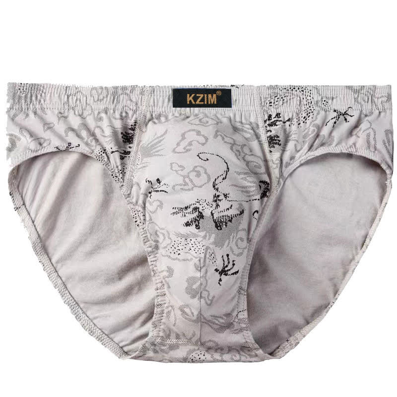 Herren-Slips aus Baumwolle mit Drachenmuster (3er-Pack) - A-Grau - 7XL - image 6