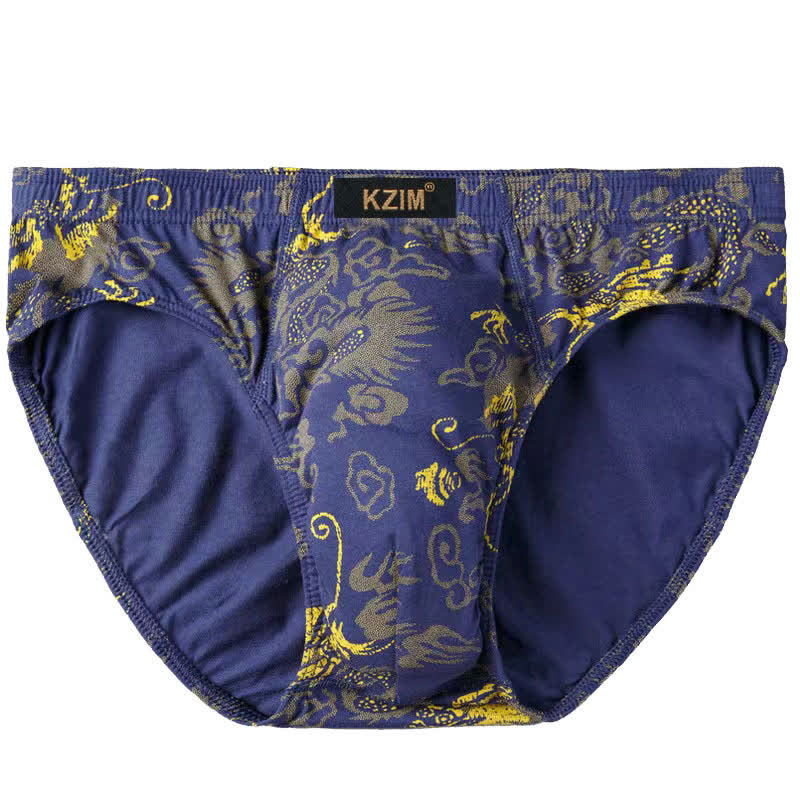 Herren-Slips aus Baumwolle mit Drachenmuster (3er-Pack) - A-Königsblau - 7XL - image 2