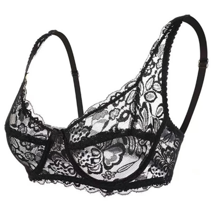 Dünner, vollständig transparenter, sexy Bügel-BH aus Spitze
