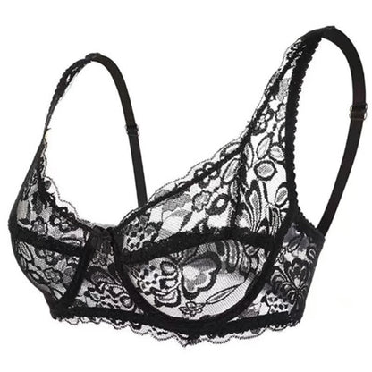 Dünner, vollständig transparenter, sexy Bügel-BH aus Spitze
