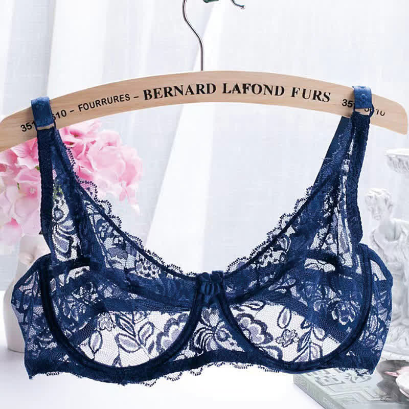 Dünner, vollständig transparenter, sexy Bügel-BH aus Spitze