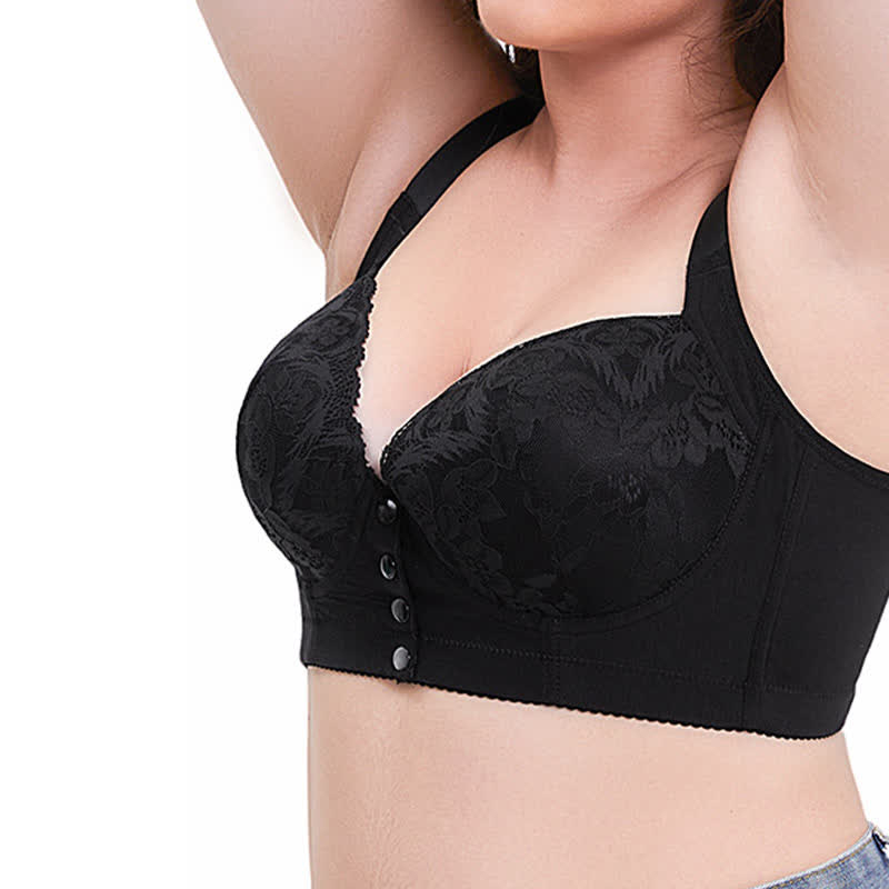 Plus Size Bügel-BH aus Spitze mit Knopfleiste vorne