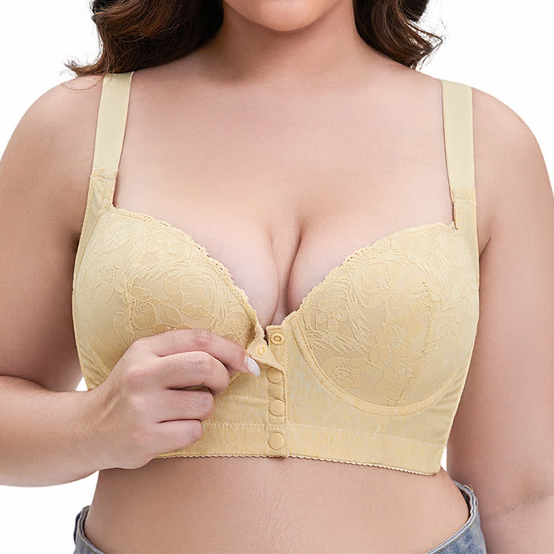 Plus Size Bügel-BH aus Spitze mit Knopfleiste vorne