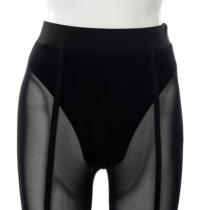 Sexy Strumpfhose mit hoher Taille, durchsichtigem Netzstoff, Hüftlifting und Formgebung