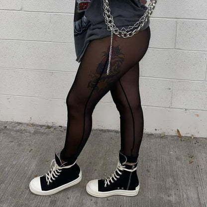 Sexy Strumpfhose mit hoher Taille, durchsichtigem Netzstoff, Hüftlifting und Formgebung