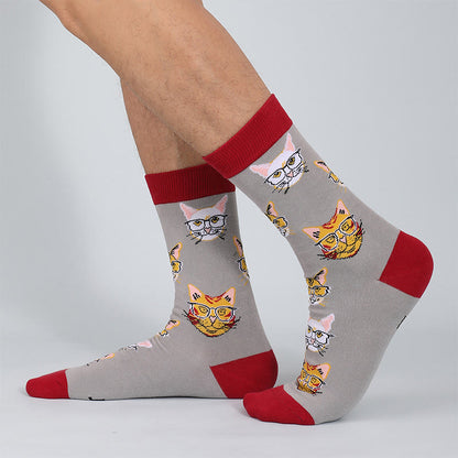 Übergrößen-Viertel-Socken mit Katzenmotiv und Brille (5 Paar) - image 6