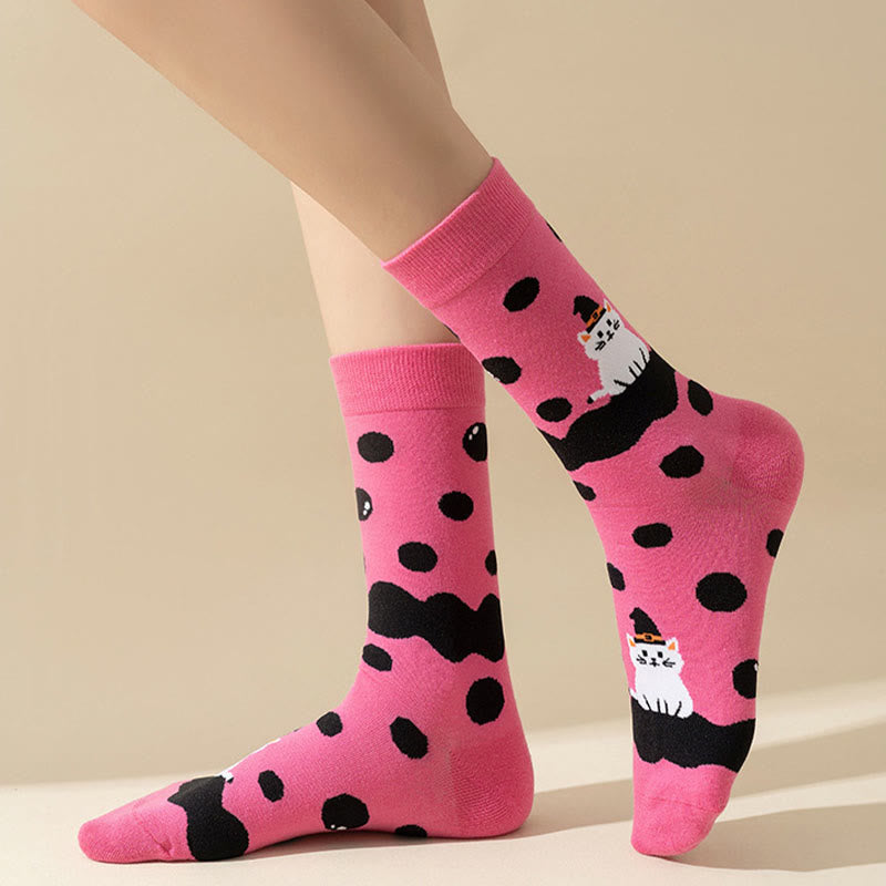 Rosa Katzen-Viertel-Socken in Übergröße (3 Paar) - image 5