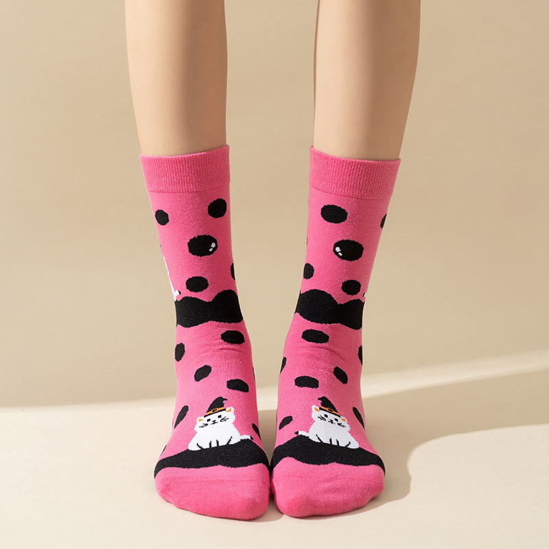 Rosa Katzen-Viertel-Socken in Übergröße (3 Paar) - image 3