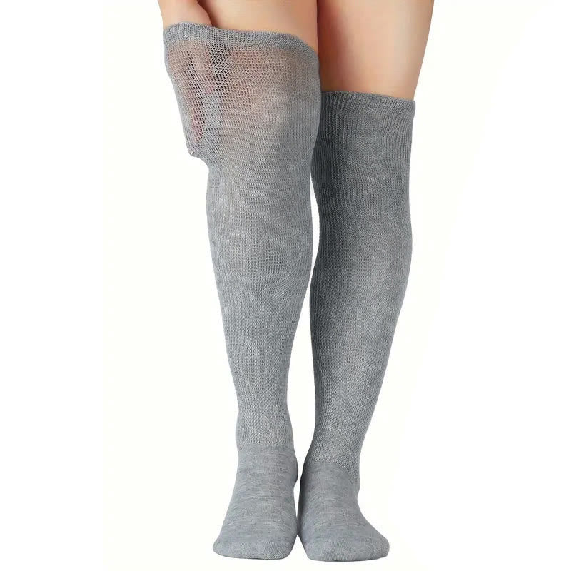 Einfarbige, oberschenkelhohe Diabetikersocken - Grau - EU41.5-46 (US8-12) - image 3