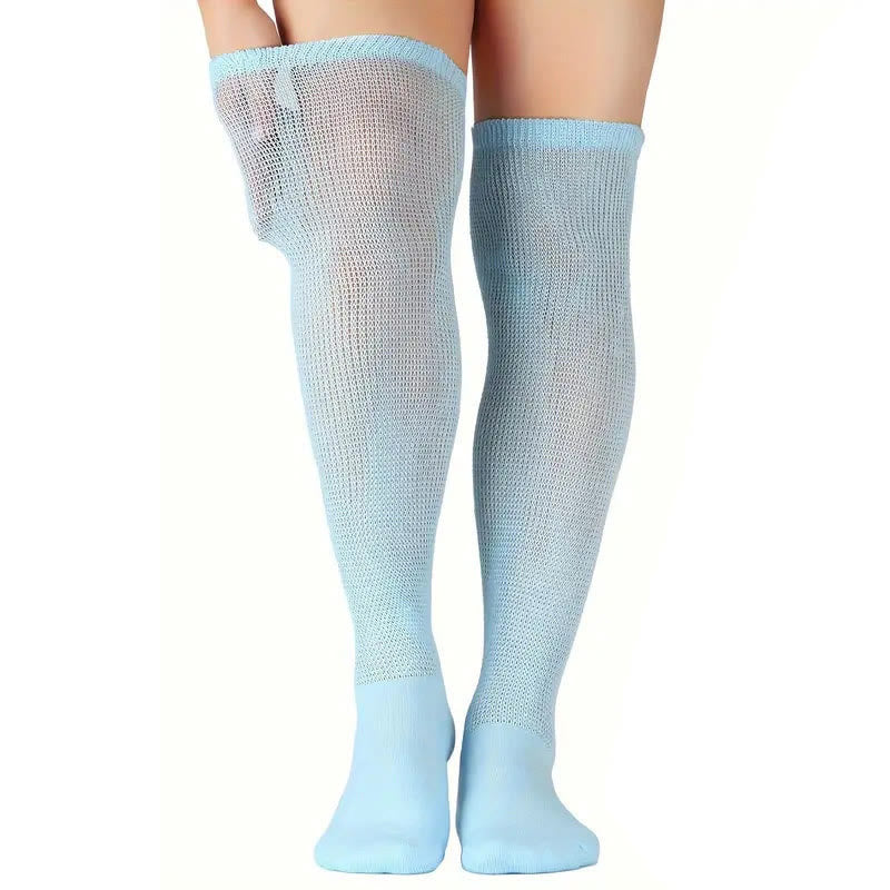 Einfarbige, oberschenkelhohe Diabetikersocken - Blau - EU41.5-46 (US8-12) - image 4