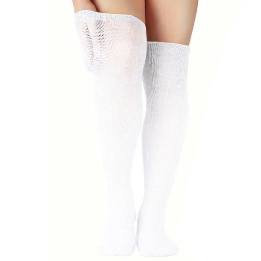 Einfarbige, oberschenkelhohe Diabetikersocken - Weiß - EU41.5-46 (US8-12) - image 0