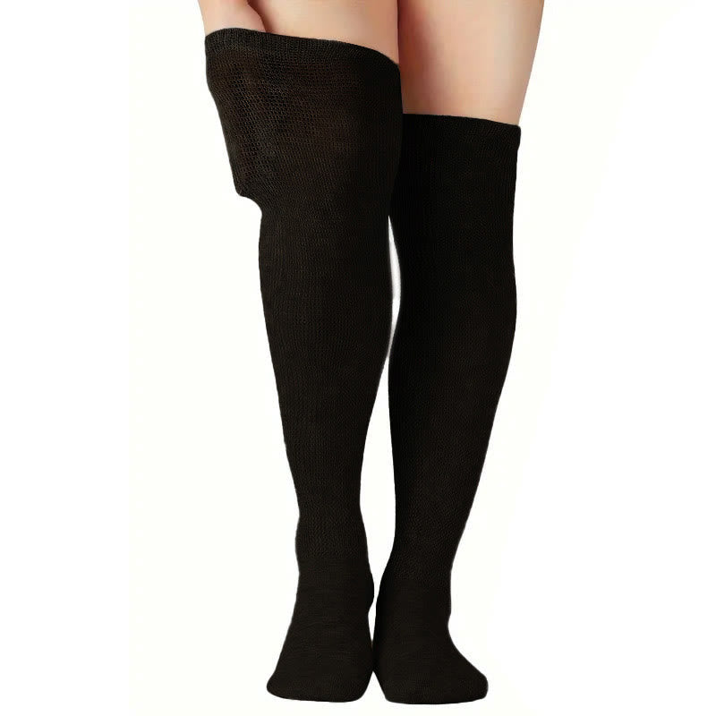 Einfarbige, oberschenkelhohe Diabetikersocken - Schwarz - EU41.5-46 (US8-12) - image 1