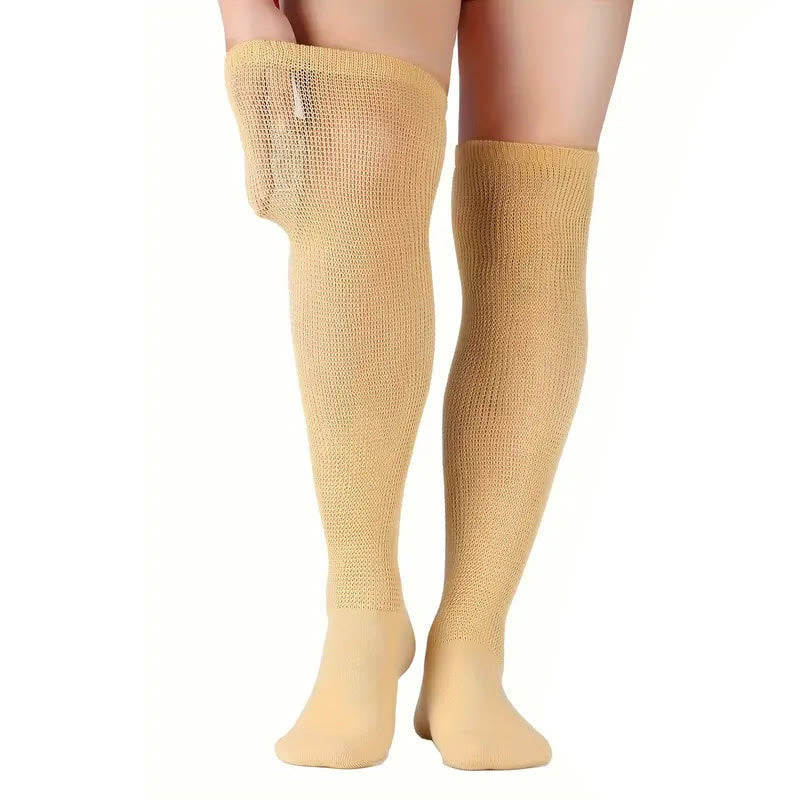 Einfarbige, oberschenkelhohe Diabetikersocken - Nackt - EU41.5-46 (US8-12) - image 2