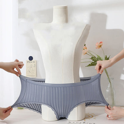 Transparente, dünne Slips aus Eisseide mit mittlerer Taille in Übergröße (3er-Pack)