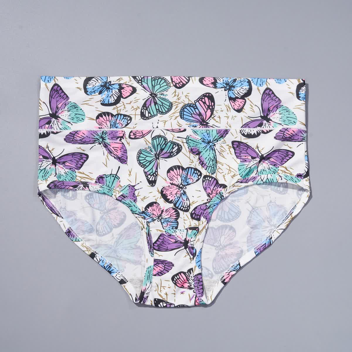 Slips mit hoher Taille und Schmetterlingsdruck (4er-Pack) - image 1
