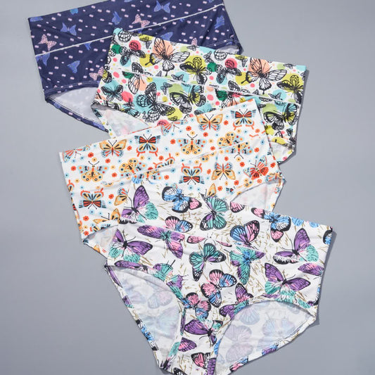 Slips mit hoher Taille und Schmetterlingsdruck (4er-Pack) - Mehrfarbig - 5XL - image 0