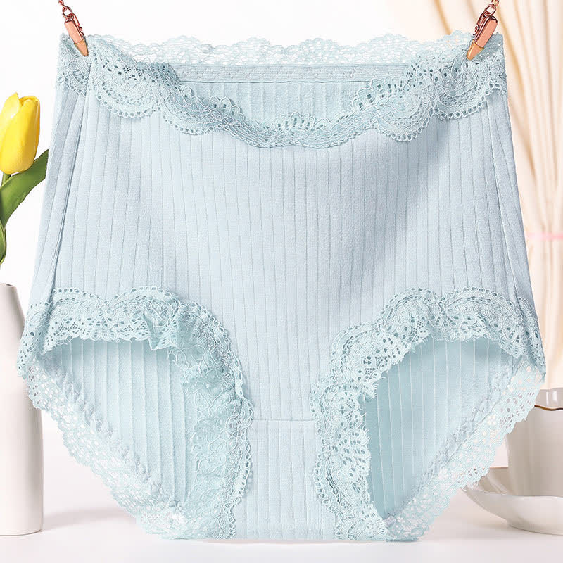 Atmungsaktive Slips aus Baumwollspitze mit hoher Taille in Übergröße (3er-Pack)
