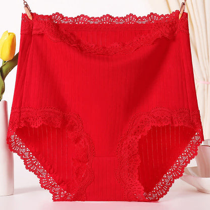 Atmungsaktive Slips aus Baumwollspitze mit hoher Taille in Übergröße (3er-Pack)