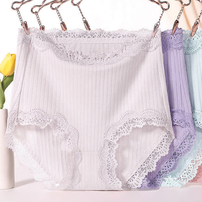Atmungsaktive Slips aus Baumwollspitze mit hoher Taille in Übergröße (3er-Pack)