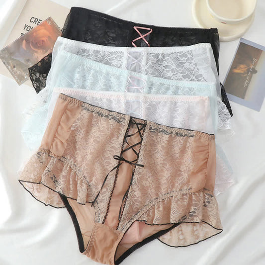 Sexy Slips mit hoher Taille und atmungsaktiver Spitze in Übergröße (2er-Pack)