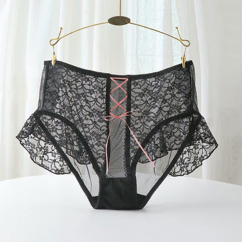 Sexy Slips mit hoher Taille und atmungsaktiver Spitze in Übergröße (2er-Pack)