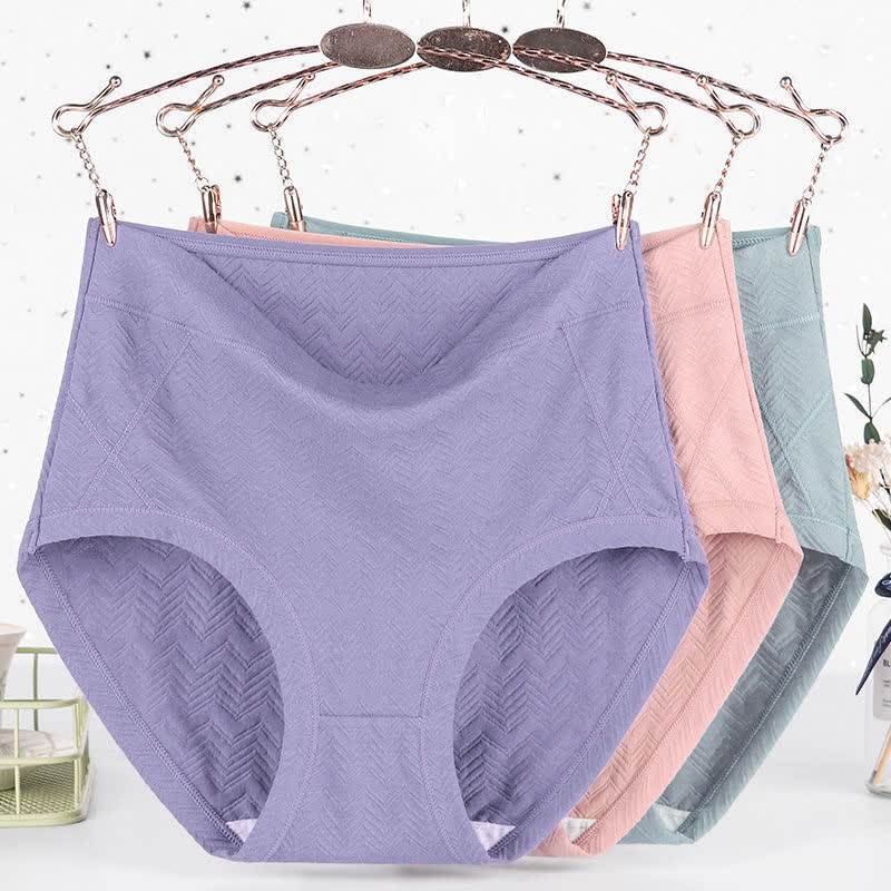 Einfarbige Basic-Höschen aus Baumwolle in Übergröße mit hoher Taille (3er-Pack)