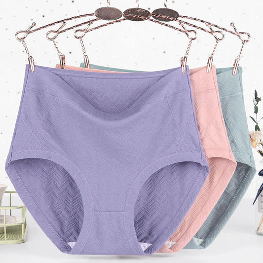 Einfarbige Basic-Höschen aus Baumwolle in Übergröße mit hoher Taille (3er-Pack)