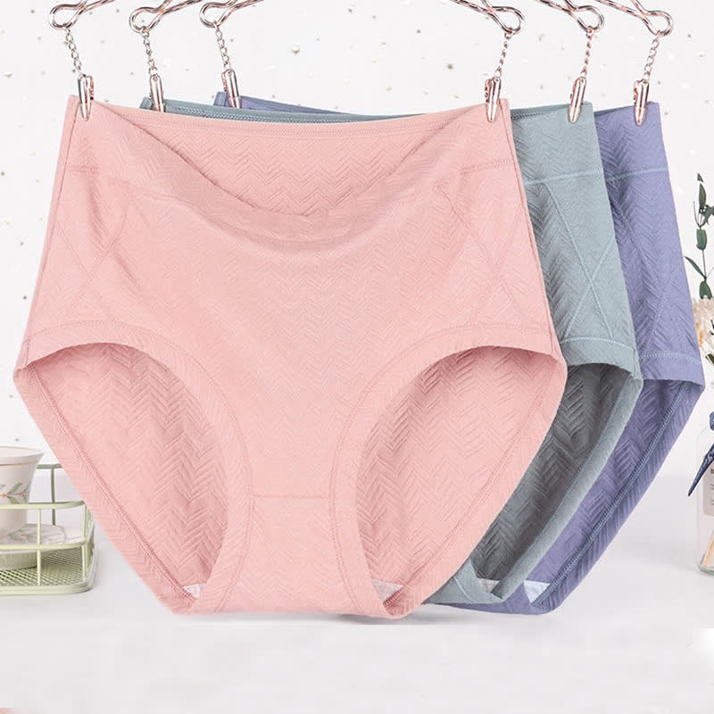 Einfarbige Basic-Höschen aus Baumwolle in Übergröße mit hoher Taille (3er-Pack)