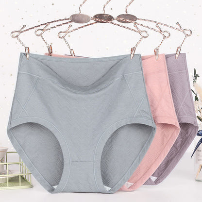 Einfarbige Basic-Höschen aus Baumwolle in Übergröße mit hoher Taille (3er-Pack)