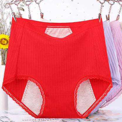 Periodenslips aus Baumwolle mit hohem Bund, einfarbig (3er-Pack) - Rot - 6XL - image 0