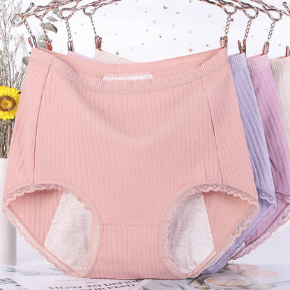 Einfarbige Periodenslips aus Baumwolle mit hoher Taille in Übergröße (3er-Pack)