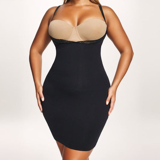 Formendes Bodysuit-Kleid aus Spitze mit offenem Brustbereich und Camisole