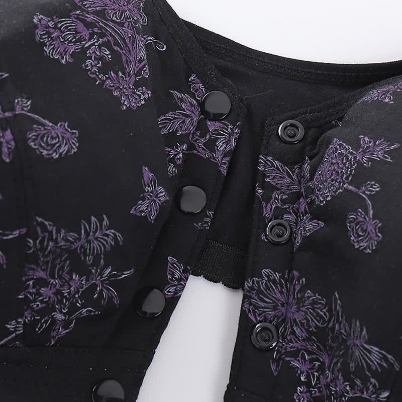 Bügelloser BH mit Schmetterlings- und Blumen-Print und Frontverschluss - image 11