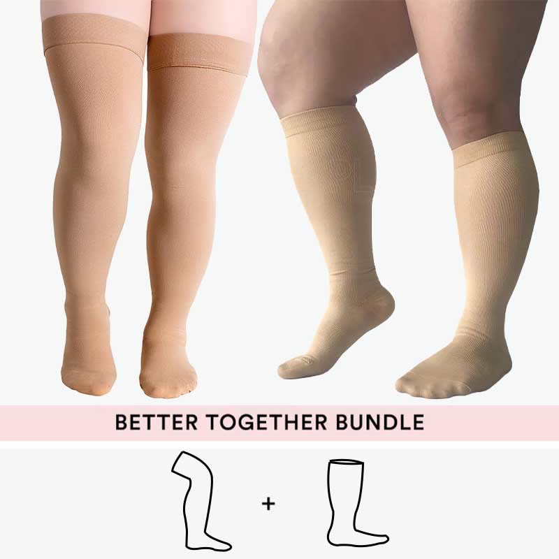 Bundle Übergröße Oberschenkelhohe + Kniehohe Kompressionsstrümpfe