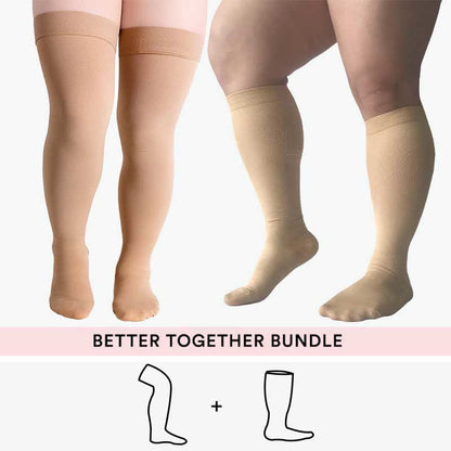 Bundle Übergröße Oberschenkelhohe + Kniehohe Kompressionsstrümpfe
