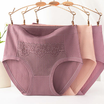 Atmungsaktive Baumwoll-Slips mit hohem Bund und Jacquard-Muster (3er-Pack) - Lila + Dunkellila + Nude - 6XL - image 0