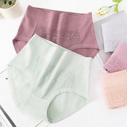 Atmungsaktive Slips aus Baumwolle mit hoher Taille und Jacquardmuster in Übergröße (3er-Pack)